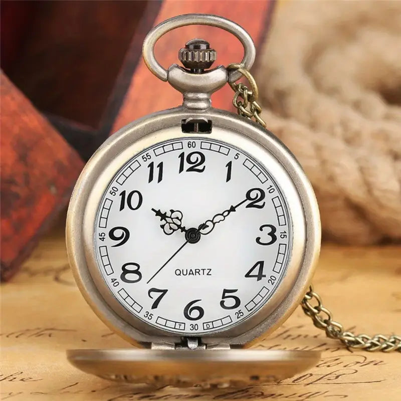 Retro Half Hunter Hollow Dragon Phoenix Design Pocket Watch