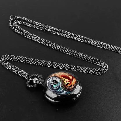 Phoenix Dragon Pattern Quartz Pocket Watch