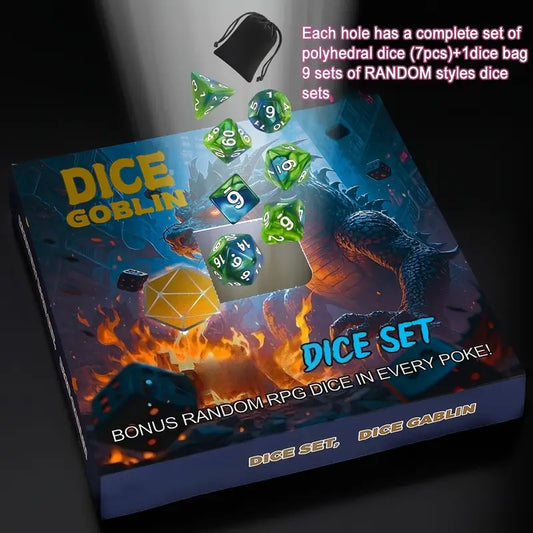 Random 72pcs/9 sets Box MYSTERY Fun DND Dice Advent Calandar